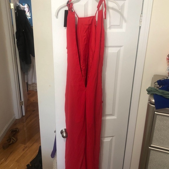 High neck red ruffle high low pretty little thing dress - Picture 2 of 3